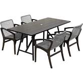 Koala & Brighton 5 Piece Outdoor Dining Set in Dark Eucalyptus, Metal & Grey Rope