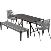 Koala Clip & Camino 5 Piece Outdoor Dining Set in Dark Eucalyptus & Grey Rope