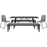 Koala, Shasta & Camino 5 Pc Outdoor Dining Set in Dark Eucalyptus & Grey Rope