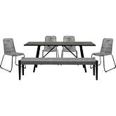 Koala Shasta & Camino 6 Pc Outdoor Dining Set in Dark Eucalyptus & Grey Rope