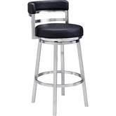Titana 30" Swivel Bar Stool Black Leatherette & Brushed Stainless Steel