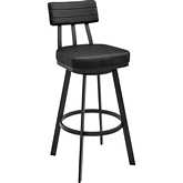 Jinab Swivel Bar Stool in Black Metal & Black Leatherette