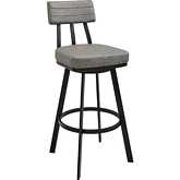 Jinab Swivel Counter Stool in Black Metal & Grey Leatherette