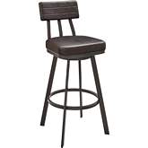 Jinab Swivel Counter Stool in Brown Metal & Brown Leatherette