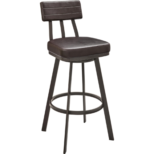 Jinab Swivel Bar Stool in Brown Metal & Brown Leatherette