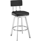 Jinab 30" Swivel Bar Stool in Brushed Stainless Steel & Black Leatherette