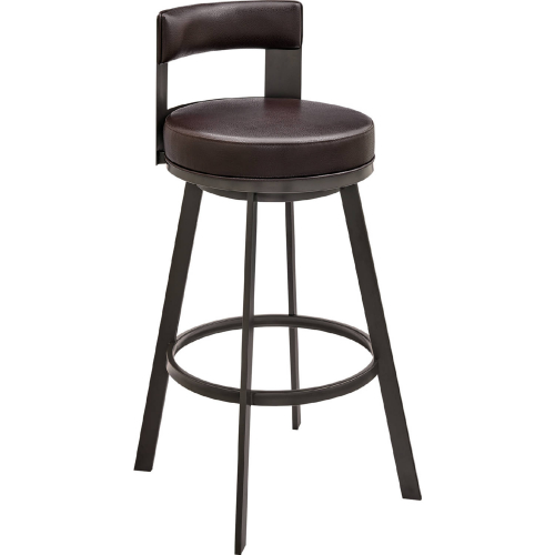 Lynof Swivel Counter Stool in Brown Metal & Brown Leatherette