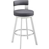 Lynof Swivel Counter Stool in Silver Metal & Grey Leatherette