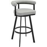 Nolagam Swivel Counter Stool in Black Metal & Light Grey Leatherette