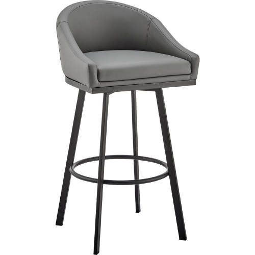 Noran Swivel Counter Stool in Black Metal & Grey Leatherette