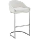 Atherik 24" Counter Stool in Brushed Stainless Steel & White Leatherette