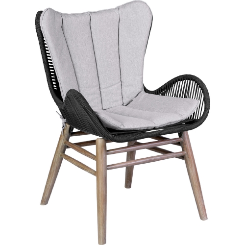 Fanny Outdoor Dining Chair in Light Eucalyptus, Charcoal Rope & Grey Fabric