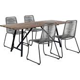 Koala & Shasta 5 Piece Outdoor Dining Set in Light Eucalyptus & Grey Rope