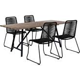 Koala & Shasta 5 Piece Outdoor Dining Set in Light Eucalyptus & Black Rope