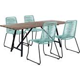Koala & Shasta 5 Piece Outdoor Dining Set in Light Eucalyptus & Wasabi Rope