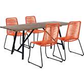 Koala & Shasta 5 Piece Outdoor Dining Set in Light Eucalyptus & Tangerine Rope