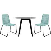 Sydney & Shasta 3 Piece Outdoor Dining Set in Black Eucalyptus & Wasabi Rope