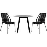 Sydney & Clip 3 Piece Outdoor Dining Set in Black Eucalyptus & Black Rope