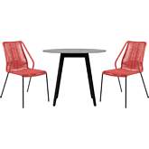 Sydney & Clip 3 Piece Outdoor Dining Set in Black Eucalyptus & Brick Red Rope