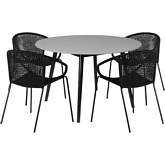 Sydney & Snack 5 Piece Outdoor Dining Set in Black Eucalyptus & Black Rope