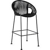 Acapulco Indoor Outdoor 30" Bar Stool in Black Rope & Black Steel (Set of 2)