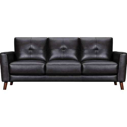 Almafi 82" Sofa in Coffee Brown Leather & Wood
