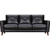 Almafi 82" Sofa in Coffee Brown Leather & Wood