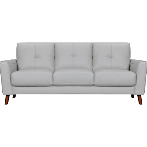 Almafi 82" Sofa in Dove Gray Leather & Wood