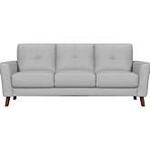 Almafi 82" Sofa in Dove Gray Leather & Wood