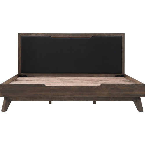 Astoria King Platform Bed Frame in Oak & Black Leatherette