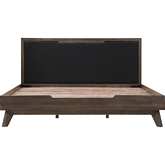 Astoria King Platform Bed Frame in Oak & Black Leatherette