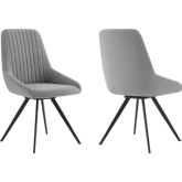Alison Swivel Dining Chair in Grey Velvet & Black Metal (Set of 2)