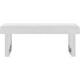 Amanda Dining Bench in White Leatherette w/ Chrome Legs
