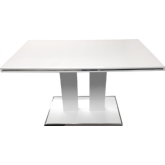 Amanda Dining Table in White Lacquer w/ Chrome Base