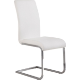 Amanda Dining Chair in White Leatherette w/ Chrome Legs (Set of 2)