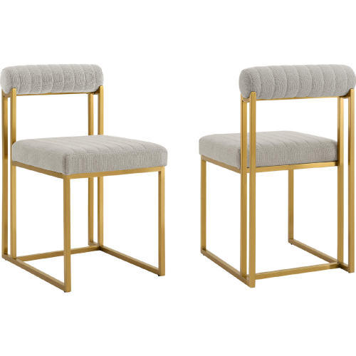 Anastasia Dining Chair in Brushed Gold Stainless Steel & Taupe Fabric (Set of 2)