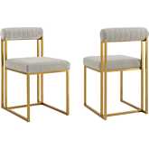 Anastasia Dining Chair in Brushed Gold Stainless Steel & Taupe Fabric (Set of 2)