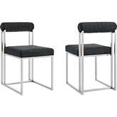 Anastasia Dining Chair in Brushed Stainless Steel & Charcoal Fabric (Set of 2)