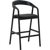 Apache Bar Stool in Black Oak & Black Leatherette (Set of 2)
