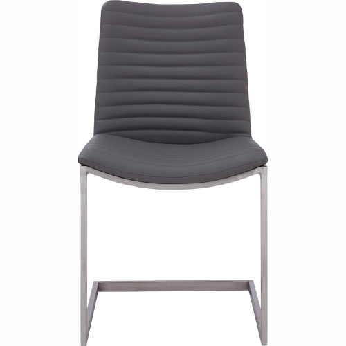 April Dining Chair in Brushed Stainless Steel & Grey Leatherette (Set of 2)