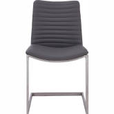 April Dining Chair in Brushed Stainless Steel & Grey Leatherette (Set of 2)