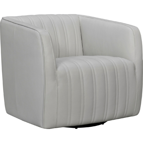 Aries Swivel Barrel Accent Chair in Dove Grey Genuine Leather