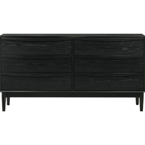 Artemio 6 Drawer Dresser in Black Finish Wood