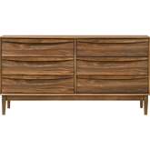 Artemio 6 Drawer Dresser in Walnut Finish Wood