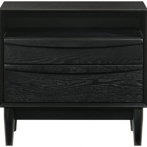 Artemio 2 Drawer Nightstand in Black Finish Wood