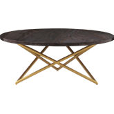 Atala Coffee Table Brown Veneer with Brushed Gold Legs