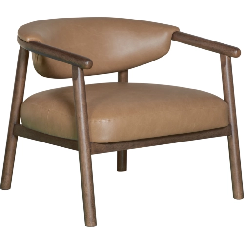 Autumn Accent Chair in Bistre Brown Leatherette & Dark Chestnut Brown Wood