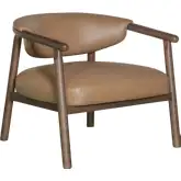 Autumn Accent Chair in Bistre Brown Leatherette & Dark Chestnut Brown Wood