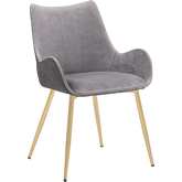 Avery Dining Chair in Two Tone Grey Fabric & Gold Legs