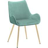 Avery Dining Chair in Teal Fabric & Gold Legs